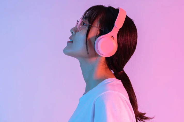 Person wearing over-ear headphones